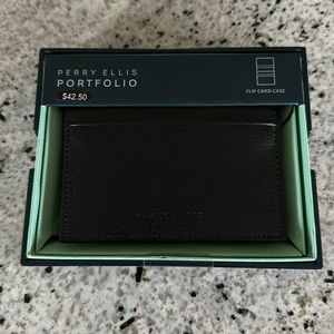 Perry Ellis Men’s Flip Card Case - Black - Leather